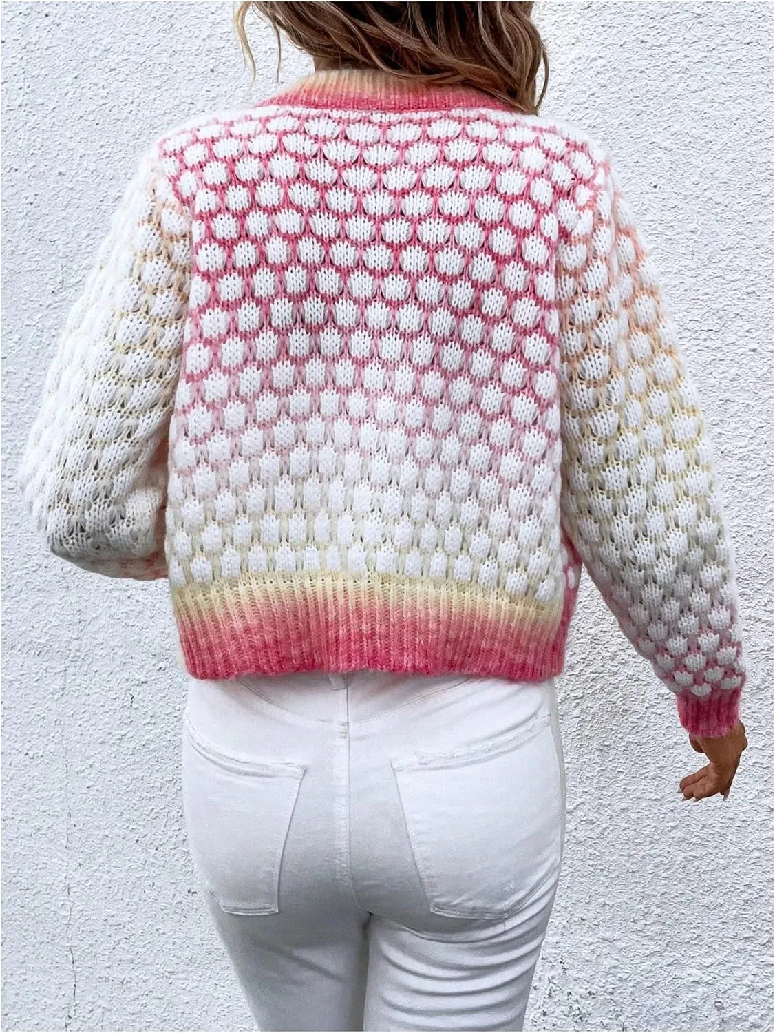 Floerns Women's Ombre Marled Knitwear Long Sleeve Button Front Cardigan