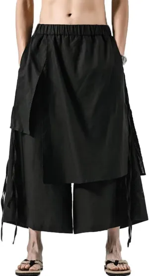 FTIMILD Men's Baggy Skirt Pants Loose Wide Leg Harem Pants Casual Japanese Pants
