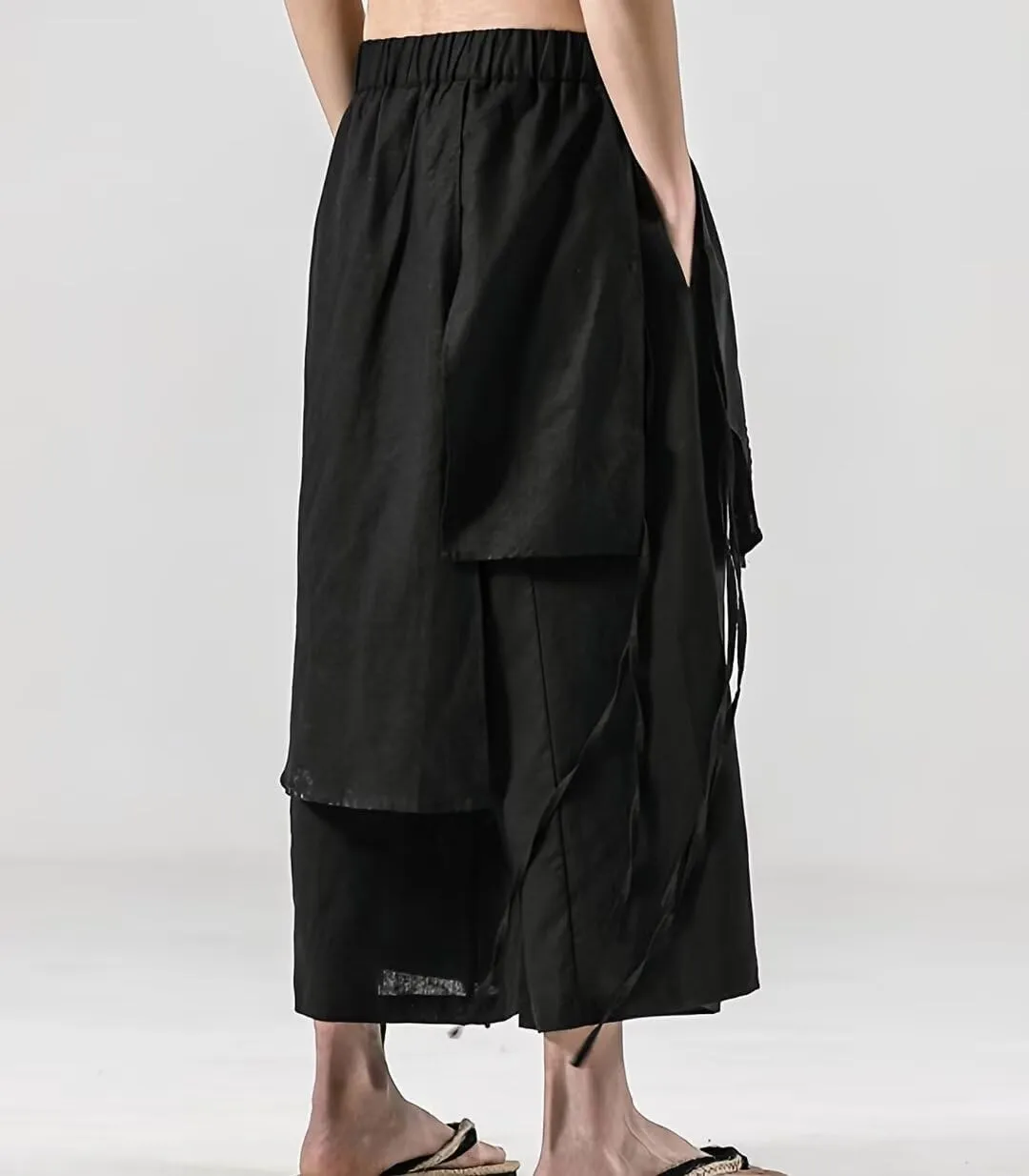 FTIMILD Men's Baggy Skirt Pants Loose Wide Leg Harem Pants Casual Japanese Pants
