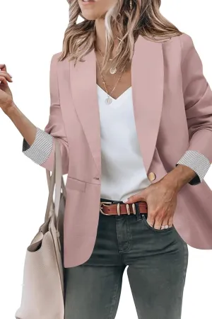 Genhoo Blazer Jackets for Women Open Front Long Sleeve Work Office Casual Blazers with Pockets S-2XL
