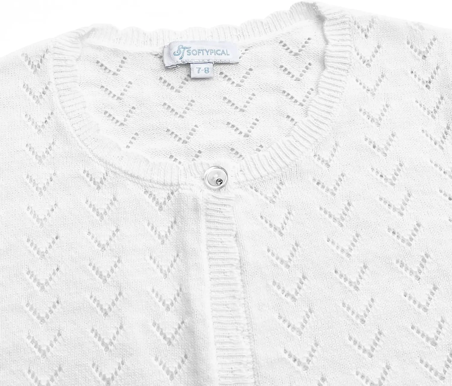 Girls' Crochet Knitted Cardigan Sweater Bolero Shrug Kids Long Sleeve Button Closure Cropped Knitwear Cover Up
