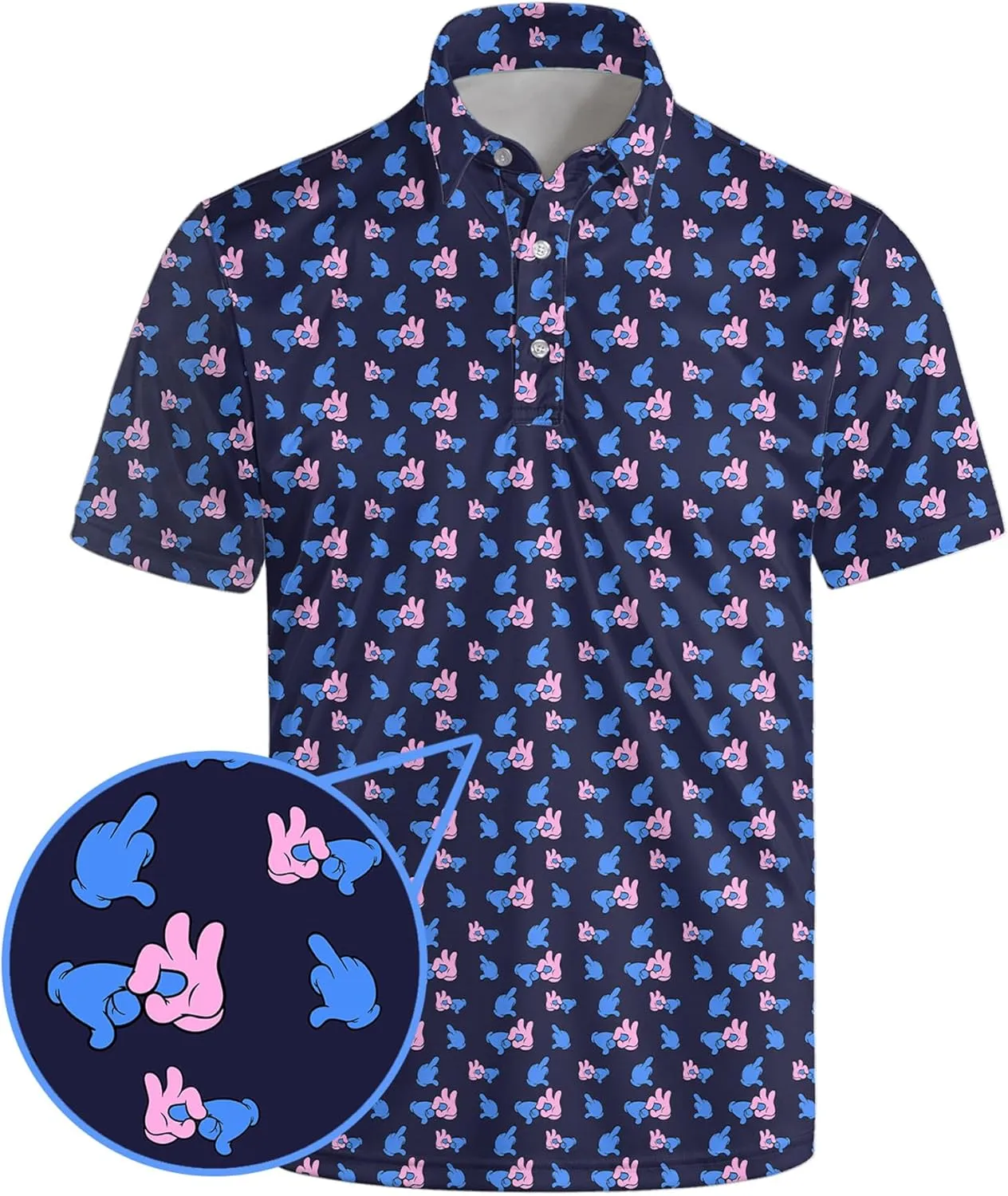 Golf Polo Shirts for Men Funny Print Quick Dry Short Sleeve Performance Golf Shirts Moisture Wicking Polo Shirts