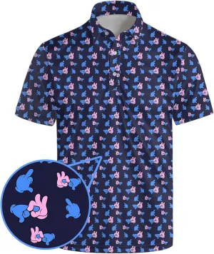 Golf Polo Shirts for Men Funny Print Quick Dry Short Sleeve Performance Golf Shirts Moisture Wicking Polo Shirts