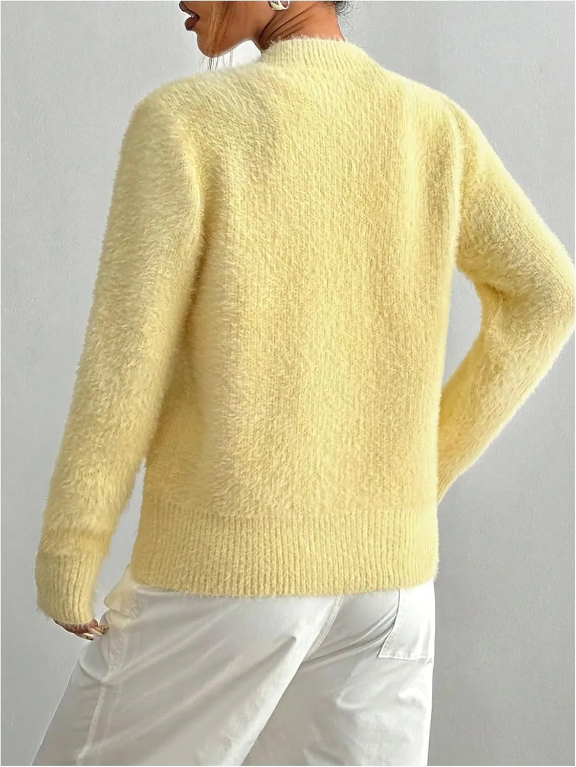 GORGLITTER Women's Heart Cardigan Fuzzy Long Sleeve Button Down Open Front Sweater Knitwear Top