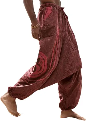 Harem Pants Men Ethnic Print Pants Baggy Hippie Casual Loose Boho Yoga Beach Wide Leg Trouser with Pockets