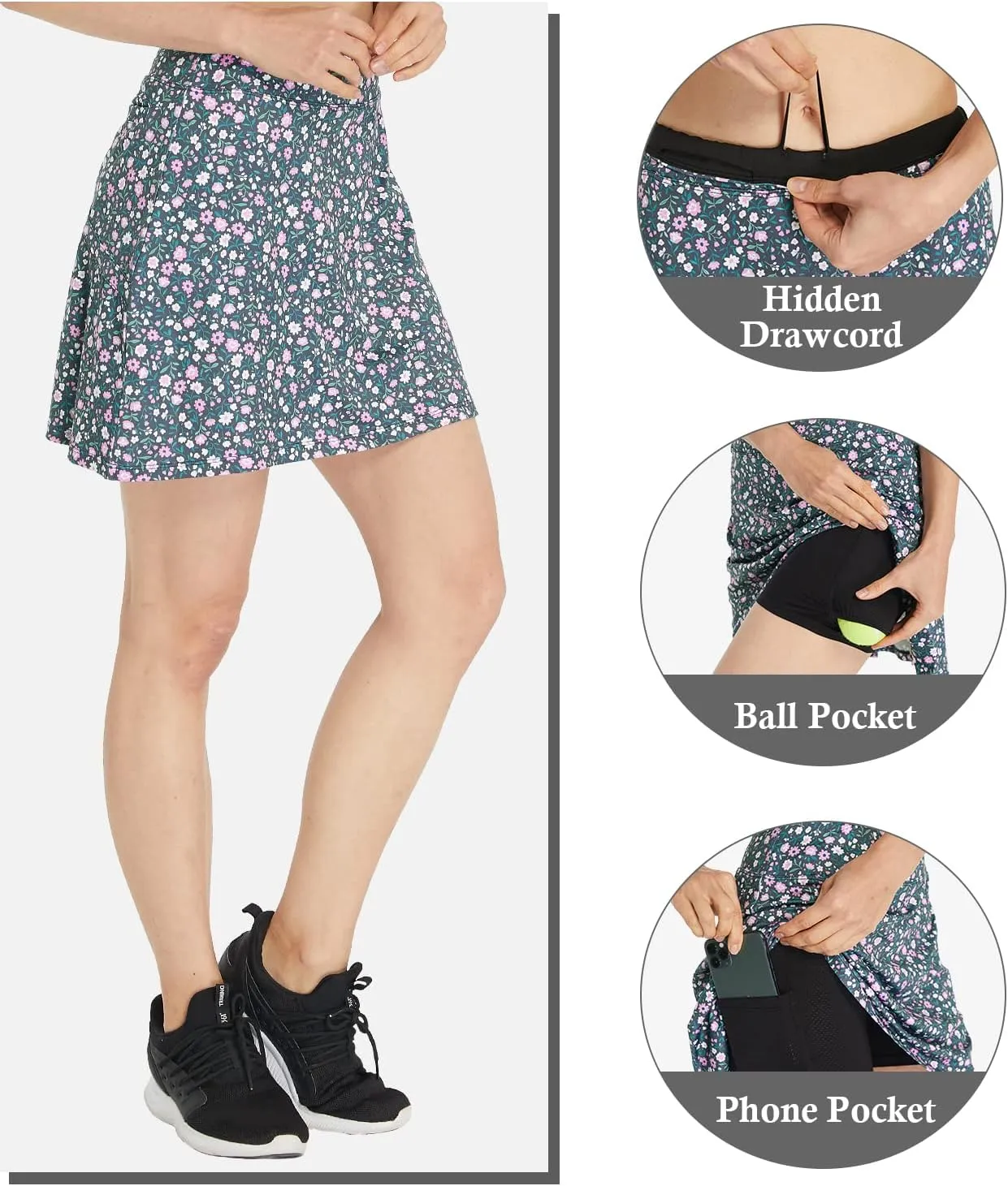 HonourSex Women Golf Skirts with Pockets Tennis Skirts with Shorts Skorts Activewear Hiking Workout