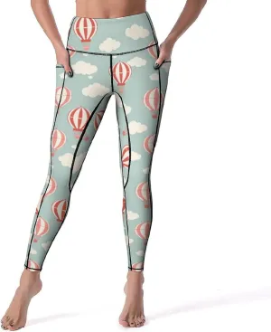 Hot Air Balloon Balloonist High Waisted Yoga Pants for Women Casual Leggings with Pockets Tummy Control Workout Pants