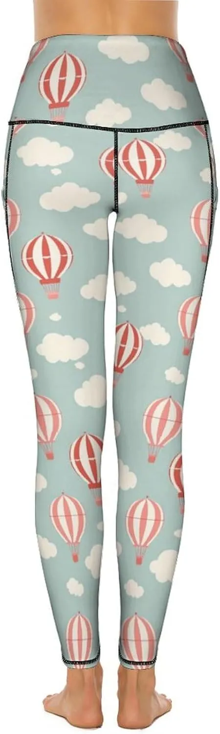 Hot Air Balloon Balloonist High Waisted Yoga Pants for Women Casual Leggings with Pockets Tummy Control Workout Pants