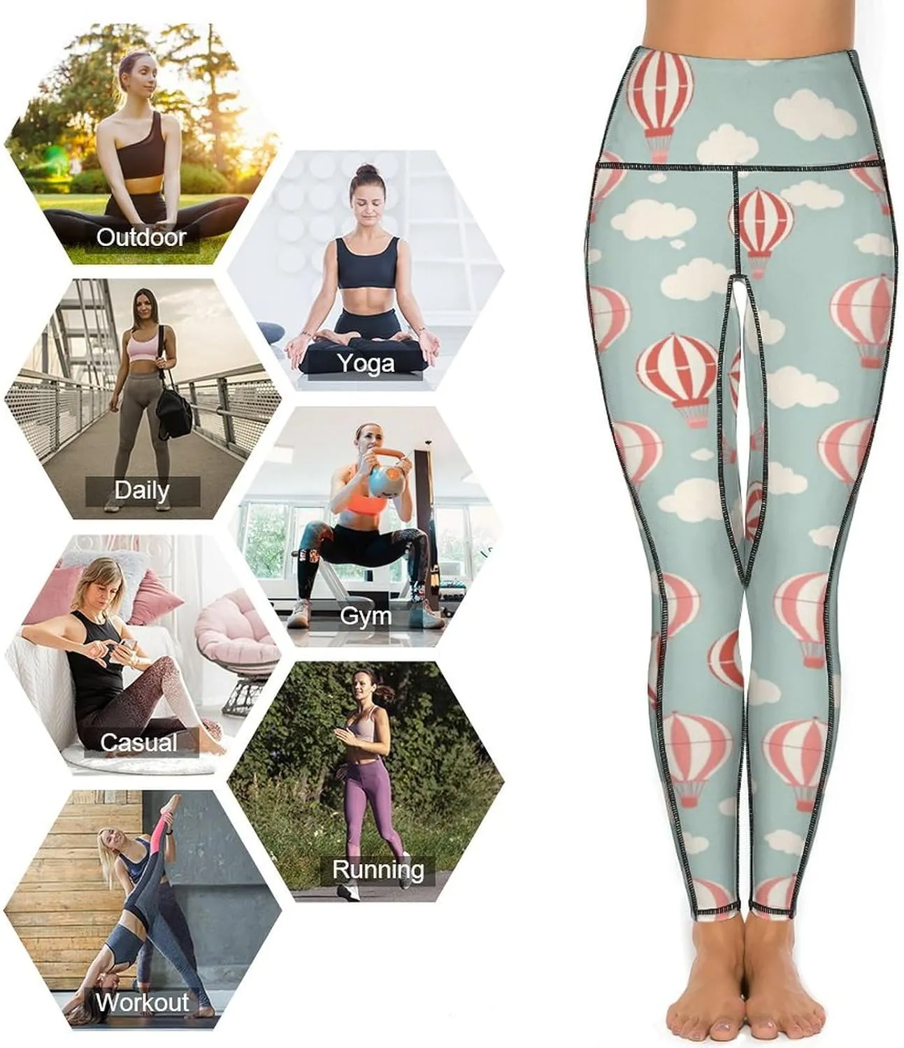 Hot Air Balloon Balloonist High Waisted Yoga Pants for Women Casual Leggings with Pockets Tummy Control Workout Pants