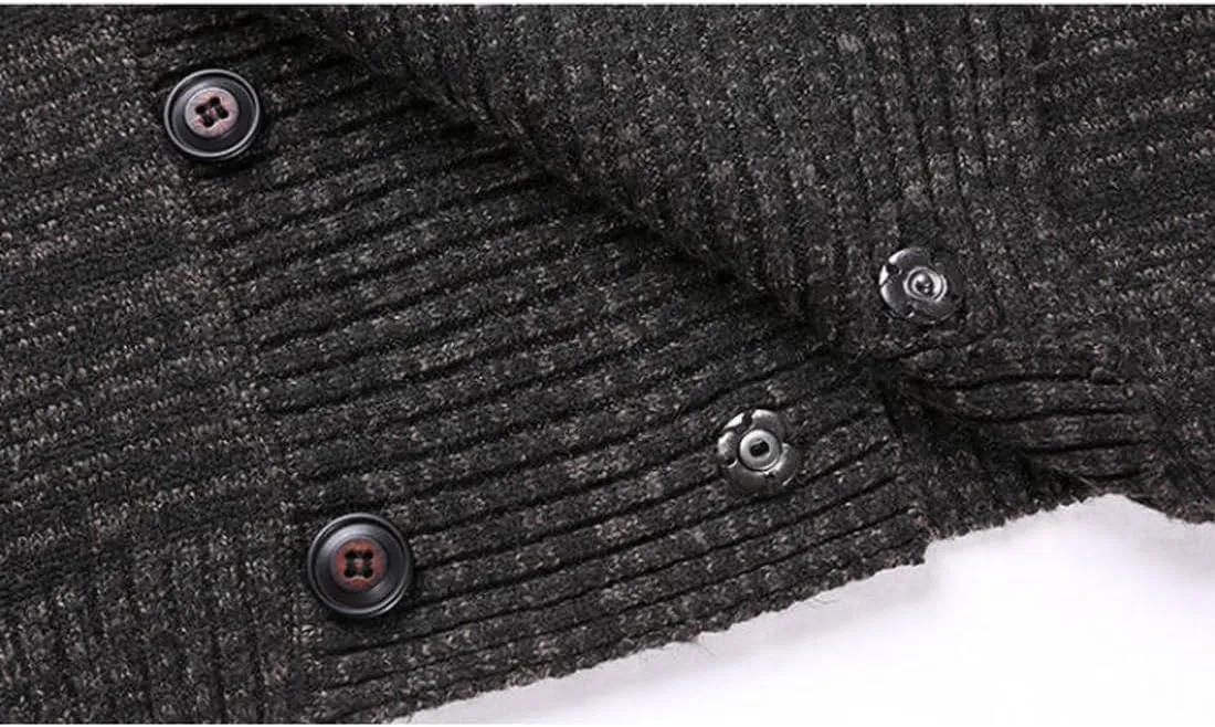 HZCX FASHION Mens Cardigan Shawl Collar Double Breasted Cable Knit Fall Sweater