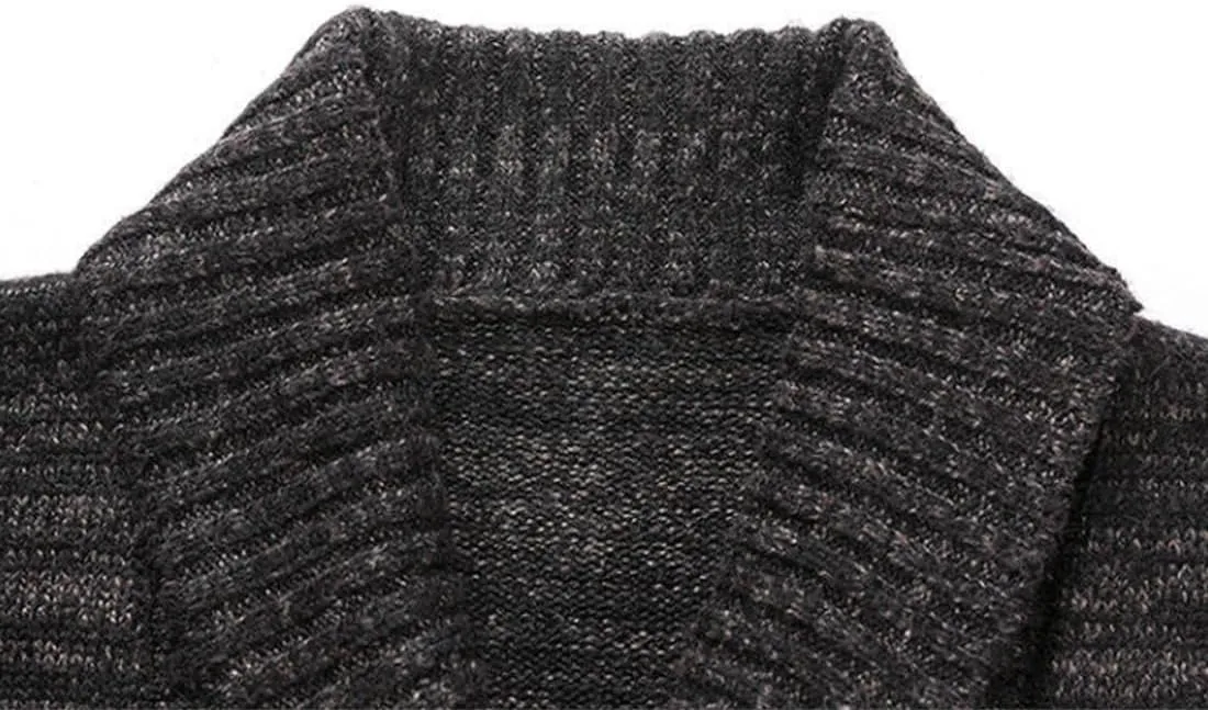 HZCX FASHION Mens Cardigan Shawl Collar Double Breasted Cable Knit Fall Sweater