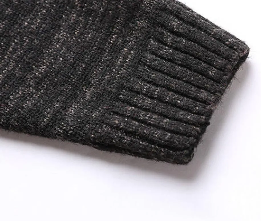 HZCX FASHION Mens Cardigan Shawl Collar Double Breasted Cable Knit Fall Sweater
