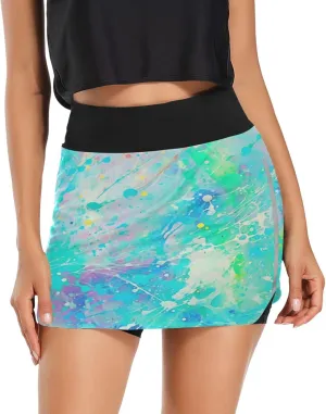Iridescent Women's Tennis Skirt with Pocket High Waisted Golf Athletic Activewear Skorts
