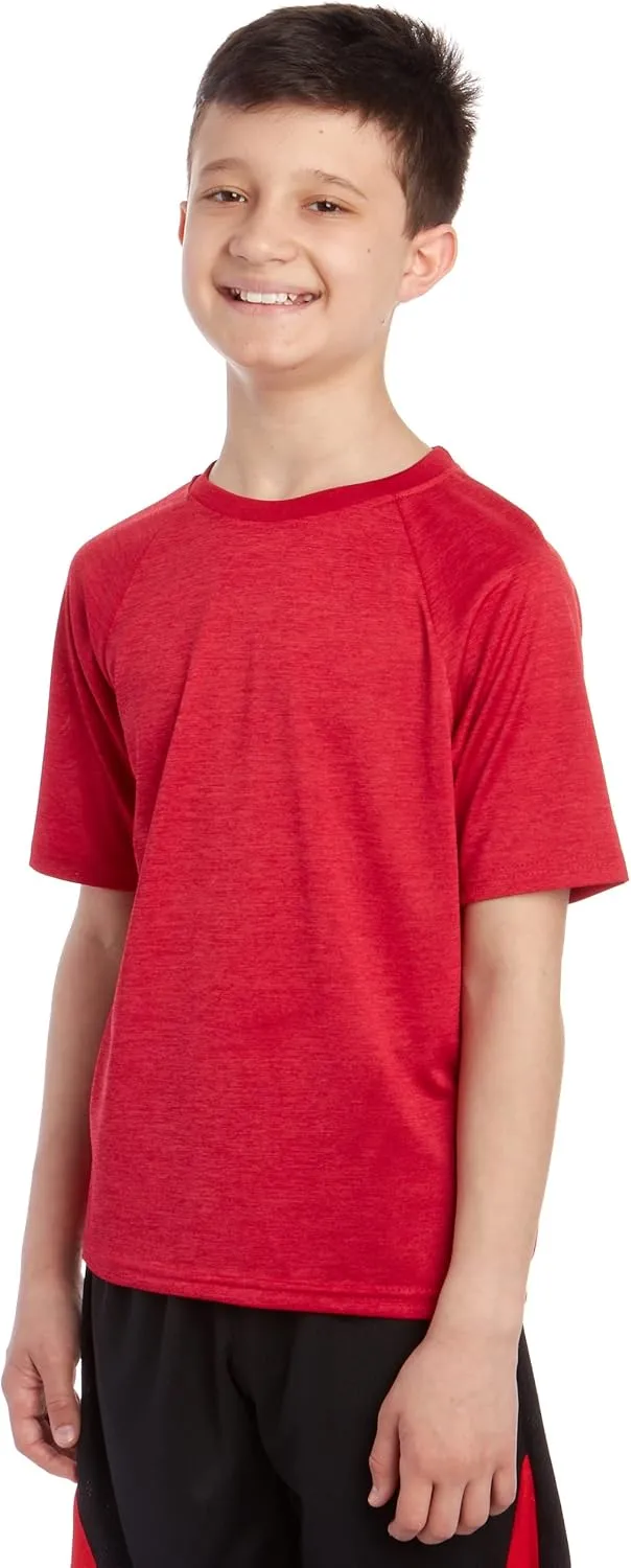 iXtreme Boys Athletic Shirts - 5 Pack Short Sleeve Dry Fit T-Shirts - Moisture Wicking Boys Shirts Summer Clothes (6-18)