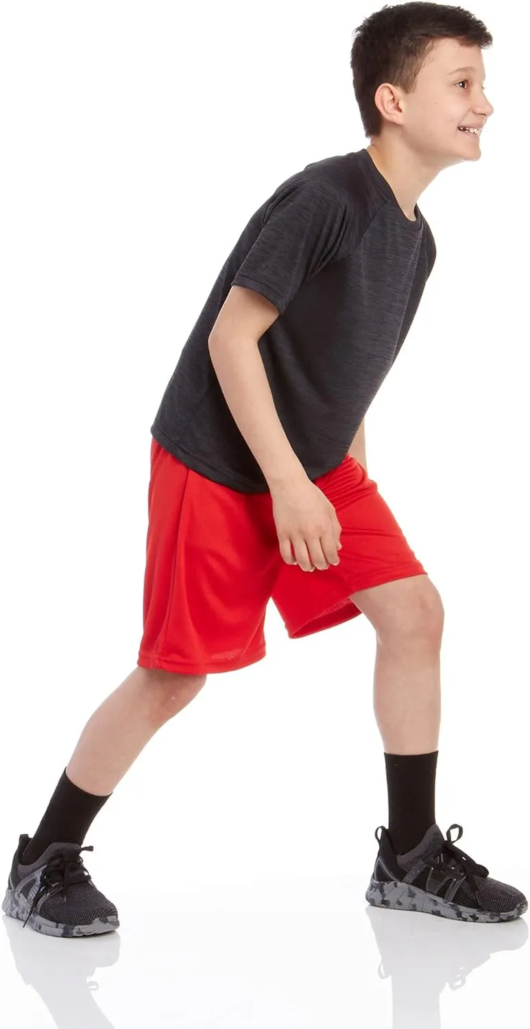 iXtreme Boys Athletic Shirts - 5 Pack Short Sleeve Dry Fit T-Shirts - Moisture Wicking Boys Shirts Summer Clothes (6-18)
