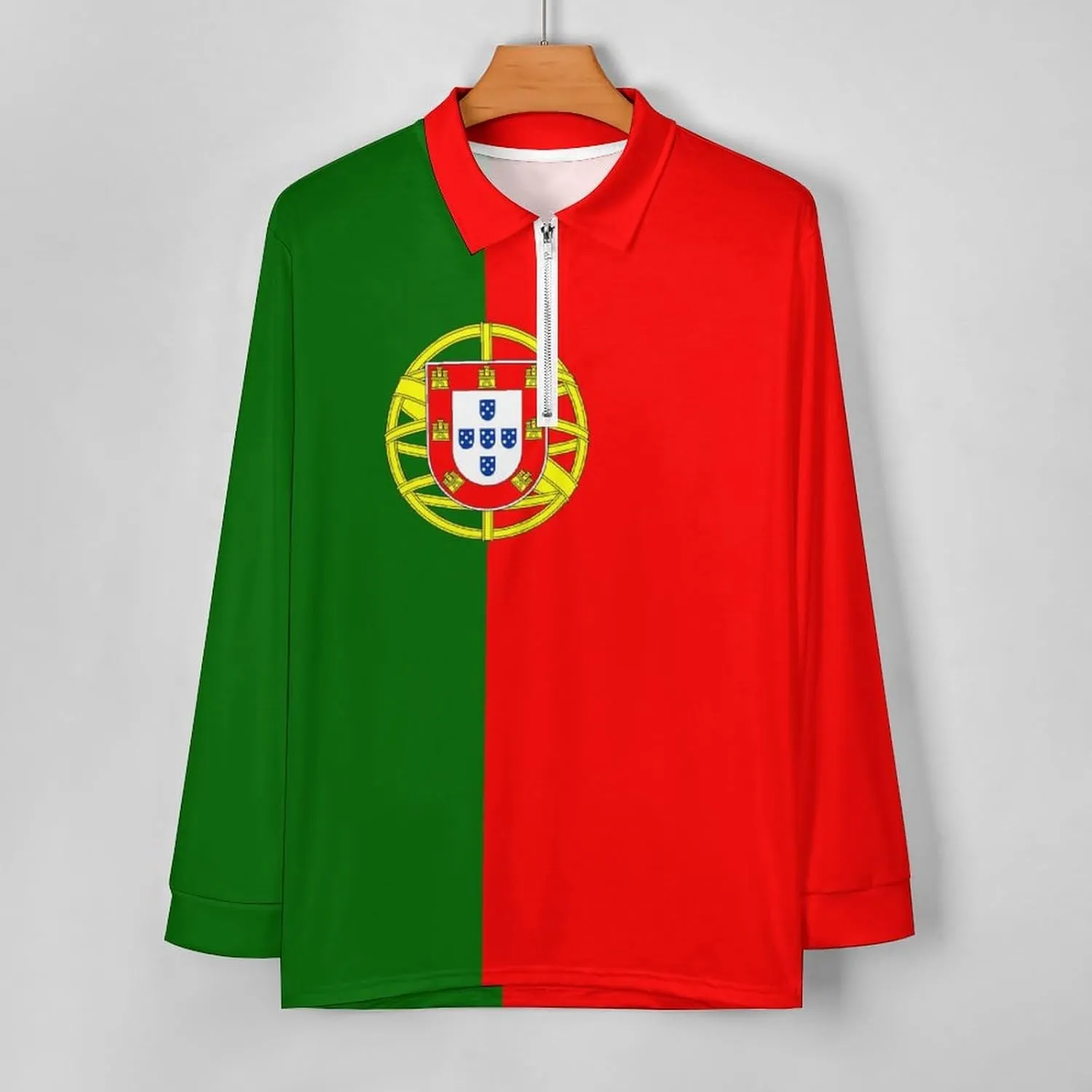 Jamaica Flag Mens Long Sleeve Classic Polo- Shirts Unique Polo- Shirts Office Work Shirts for Men