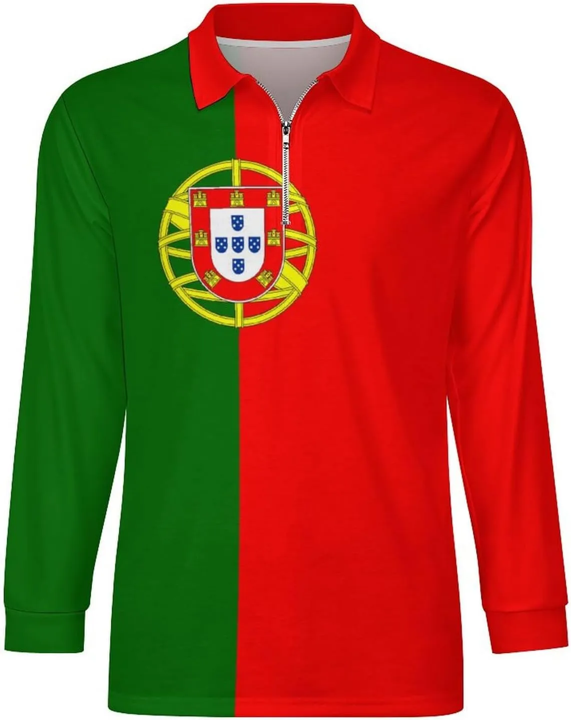 Jamaica Flag Mens Long Sleeve Classic Polo- Shirts Unique Polo- Shirts Office Work Shirts for Men