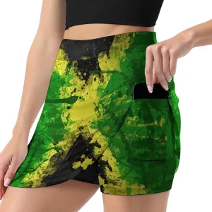 Jamaica Flags Tennis Skirts for Women with Pockets High Waisted Athletic Golf Skorts Skirts A-Line Mini Short Skirt