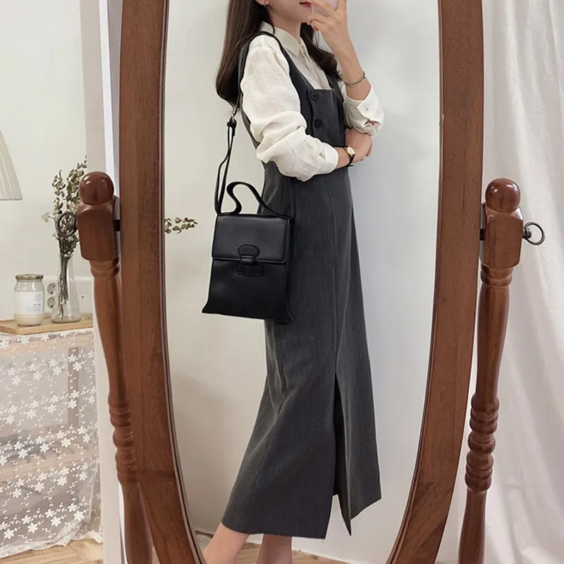 Joskka New  Summer Autumn Women's Dresses Sleeveless Fashionable Elegant Split Vintage High Waist Lady Wild Long Dresses DR1865