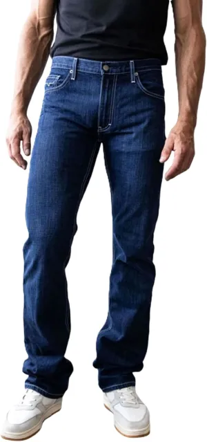 Kimes Ranch Men's Thomas Casual Western Cowboy Mid-Low Rise Straight Fit & Straight Boot Leg Blue Denim Jeans