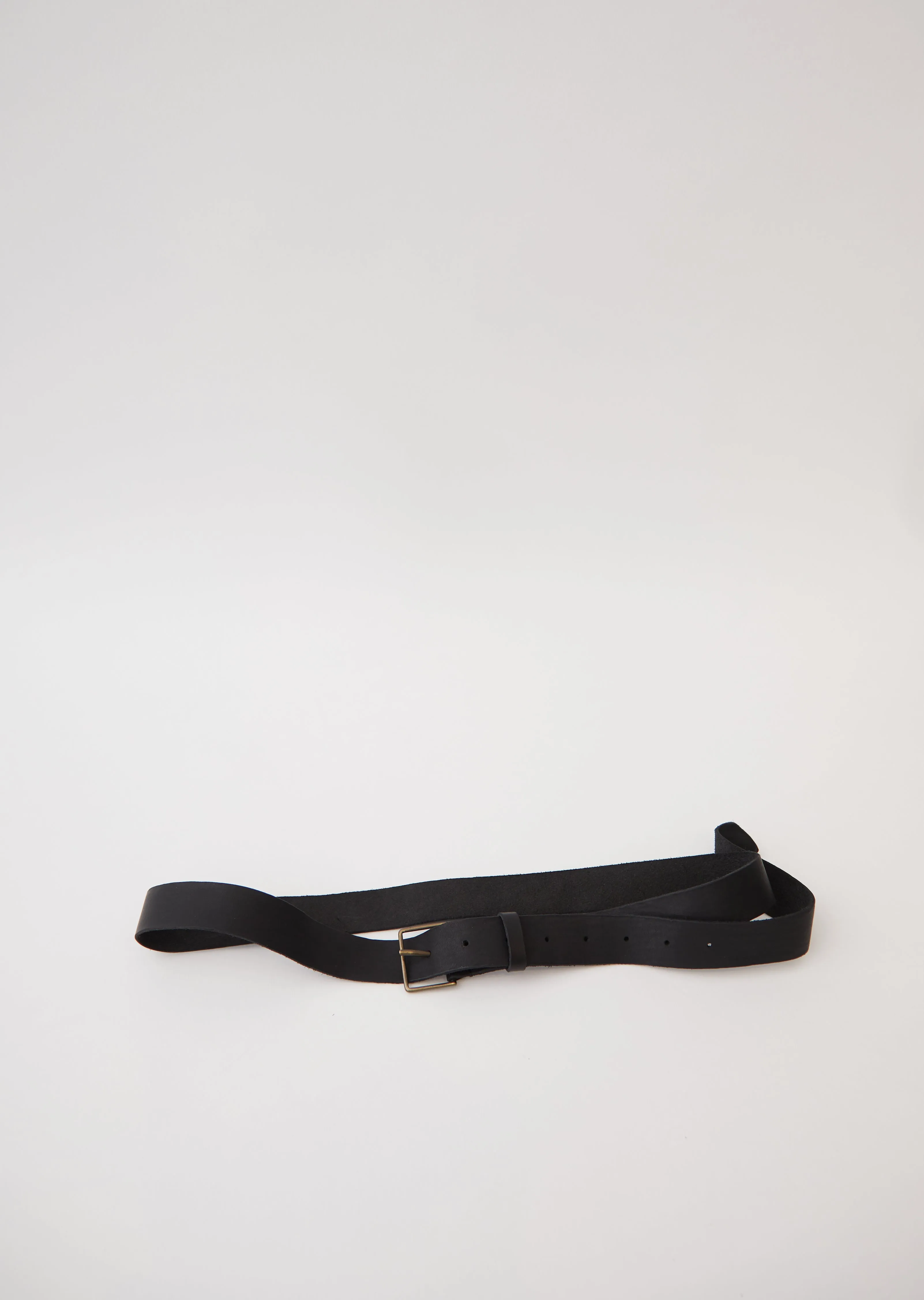 Leather High Belt with Buckle — Black