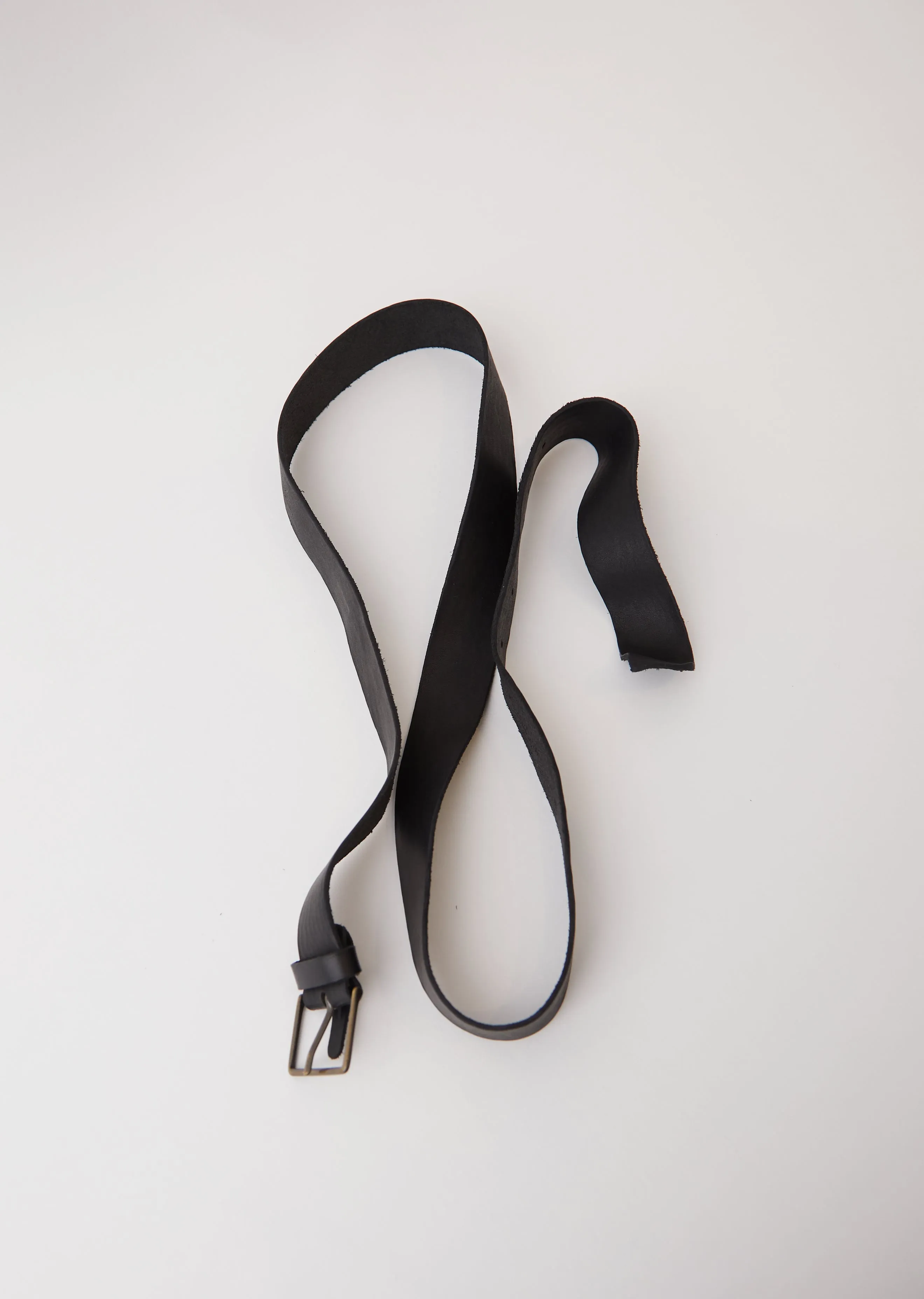 Leather High Belt with Buckle — Black