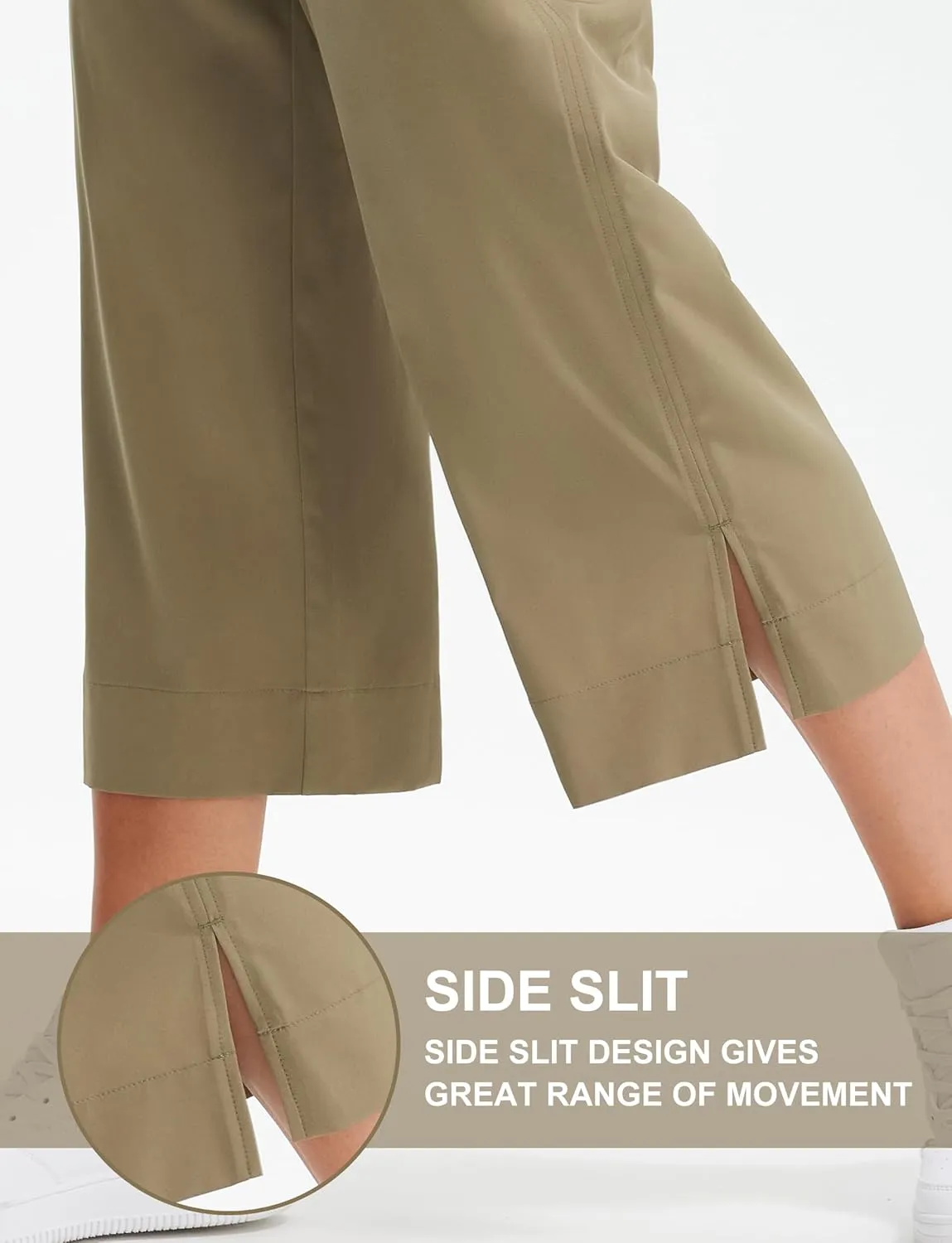 Libin Lightweight Wide Leg Capri Pants for Women High Waisted Quick Dry Casual Travel Pants Loose with Pockets Walking