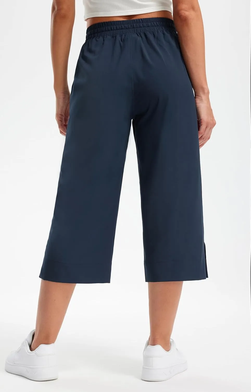 Libin Lightweight Wide Leg Capri Pants for Women High Waisted Quick Dry Casual Travel Pants Loose with Pockets Walking