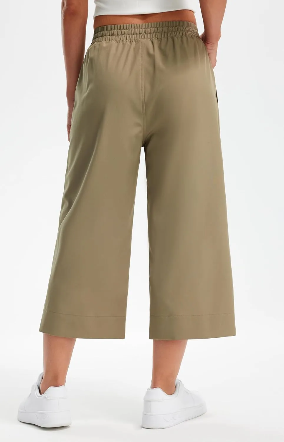 Libin Lightweight Wide Leg Capri Pants for Women High Waisted Quick Dry Casual Travel Pants Loose with Pockets Walking