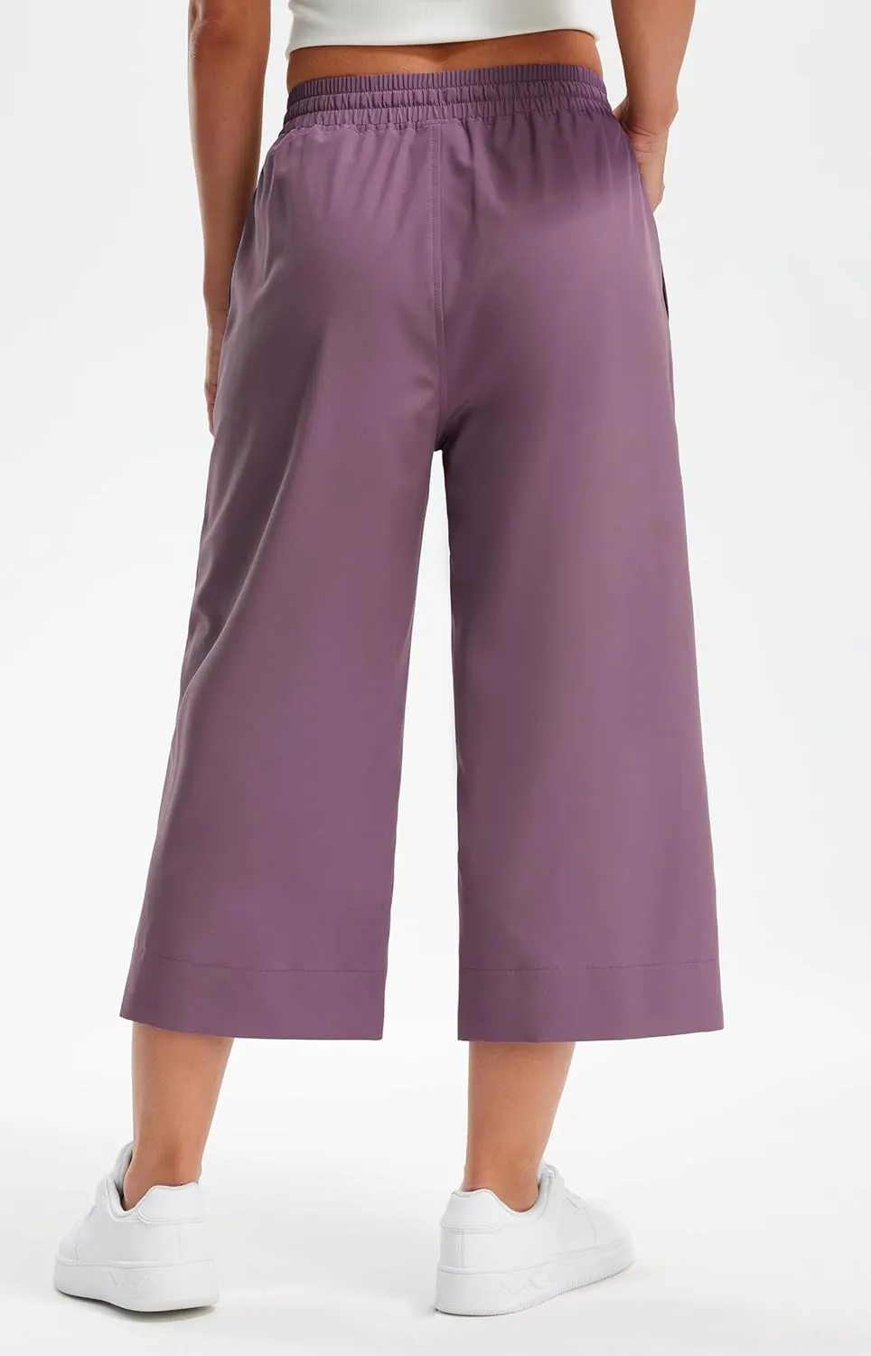 Libin Lightweight Wide Leg Capri Pants for Women High Waisted Quick Dry Casual Travel Pants Loose with Pockets Walking