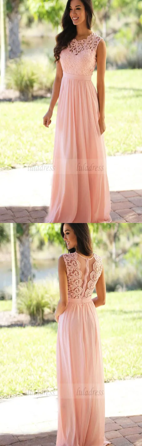 Long Bridesmaid Dress, Sleeveless Bridesmaid Dress, Lace Bridesmaid Dress