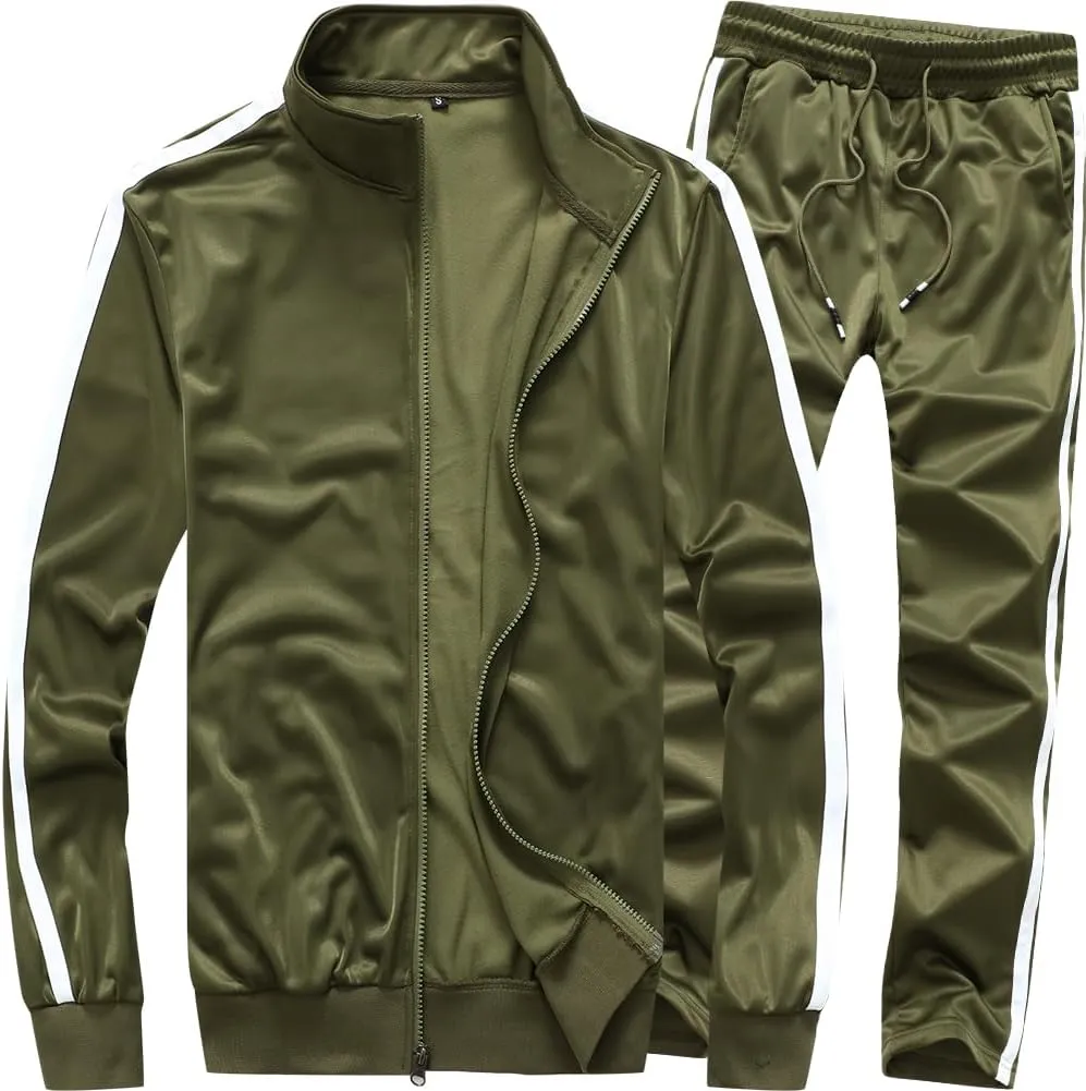 MACHLAB Men's Activewear Full Zip Warm Tracksuit Sports Set Casual Sweat Suit