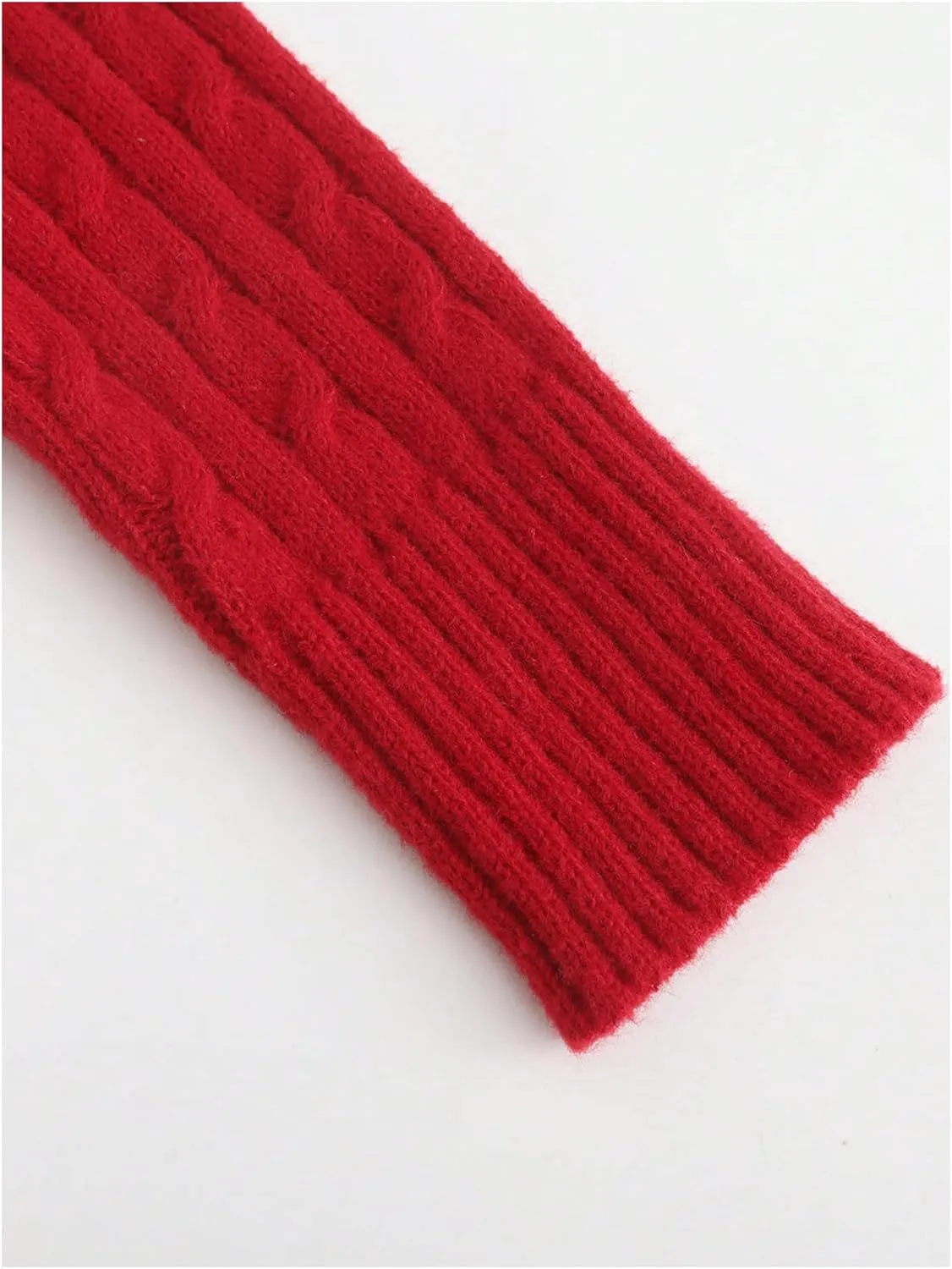 MakeMeChic Women's Casual Cable Knitted Round Neck Long Sleeve Button Front Cardigan Knitwear Tops