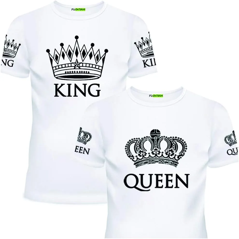 Matching Shirts for Couples Set for him and her King Queen T-Shirts