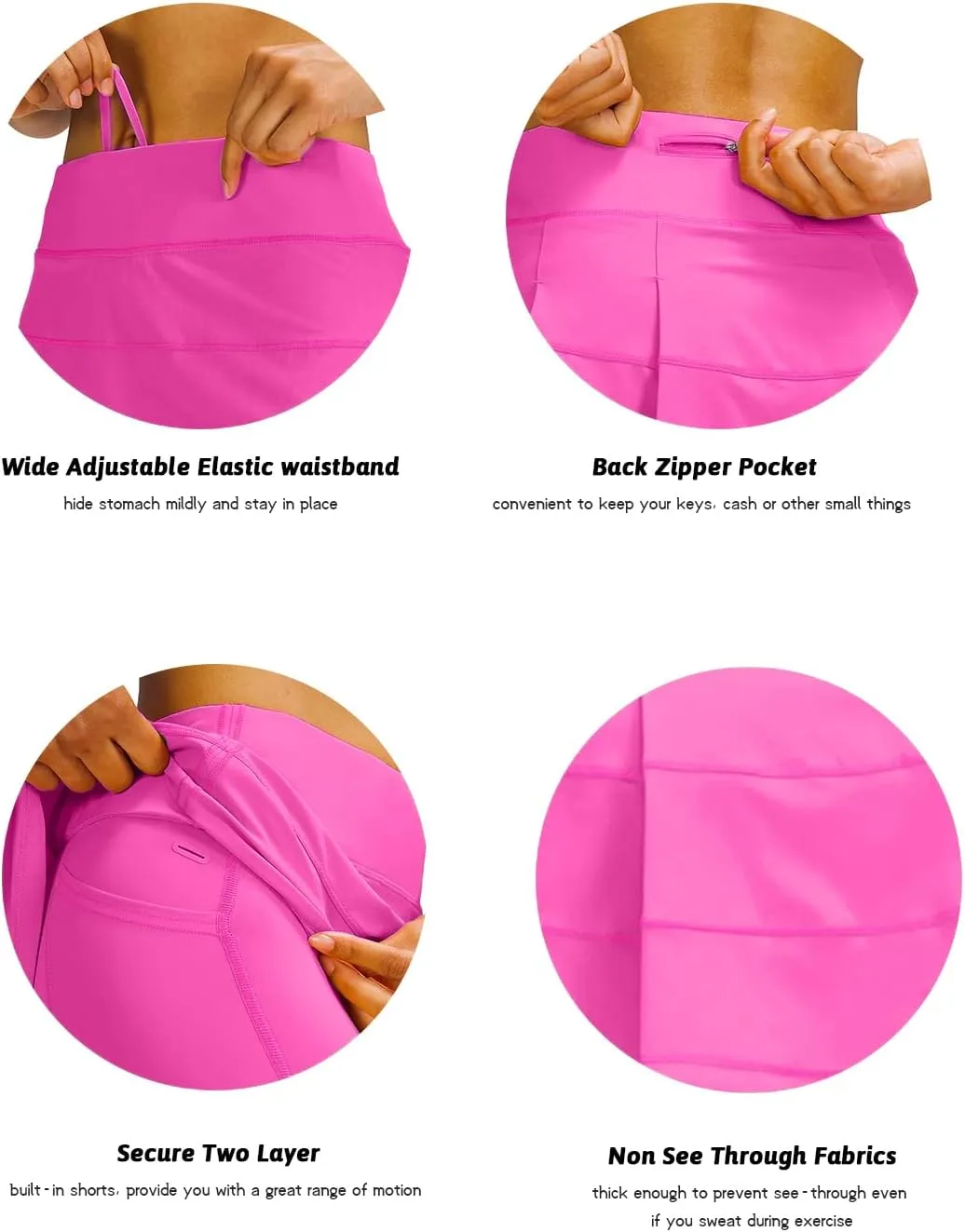 MEIVSO Women's Pleated Workout Tennis Skirts with Pockets Activewear Sports Skort Built-in Shorts