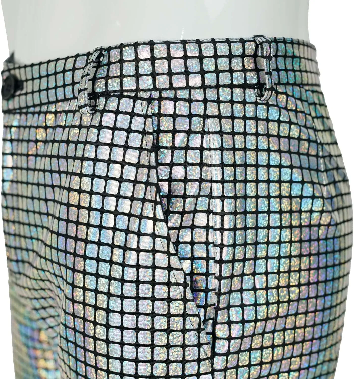 Men's 70s Disco Pants Metallic Sequin Straight Leg Trousers Party Dance Outfits