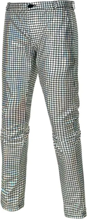 Men's 70s Disco Pants Metallic Sequin Straight Leg Trousers Party Dance Outfits