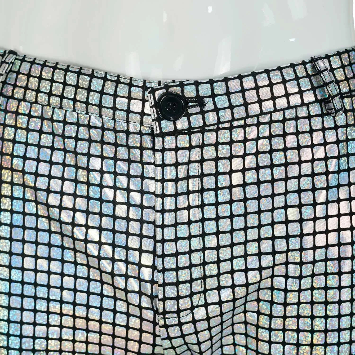 Men's 70s Disco Pants Metallic Sequin Straight Leg Trousers Party Dance Outfits