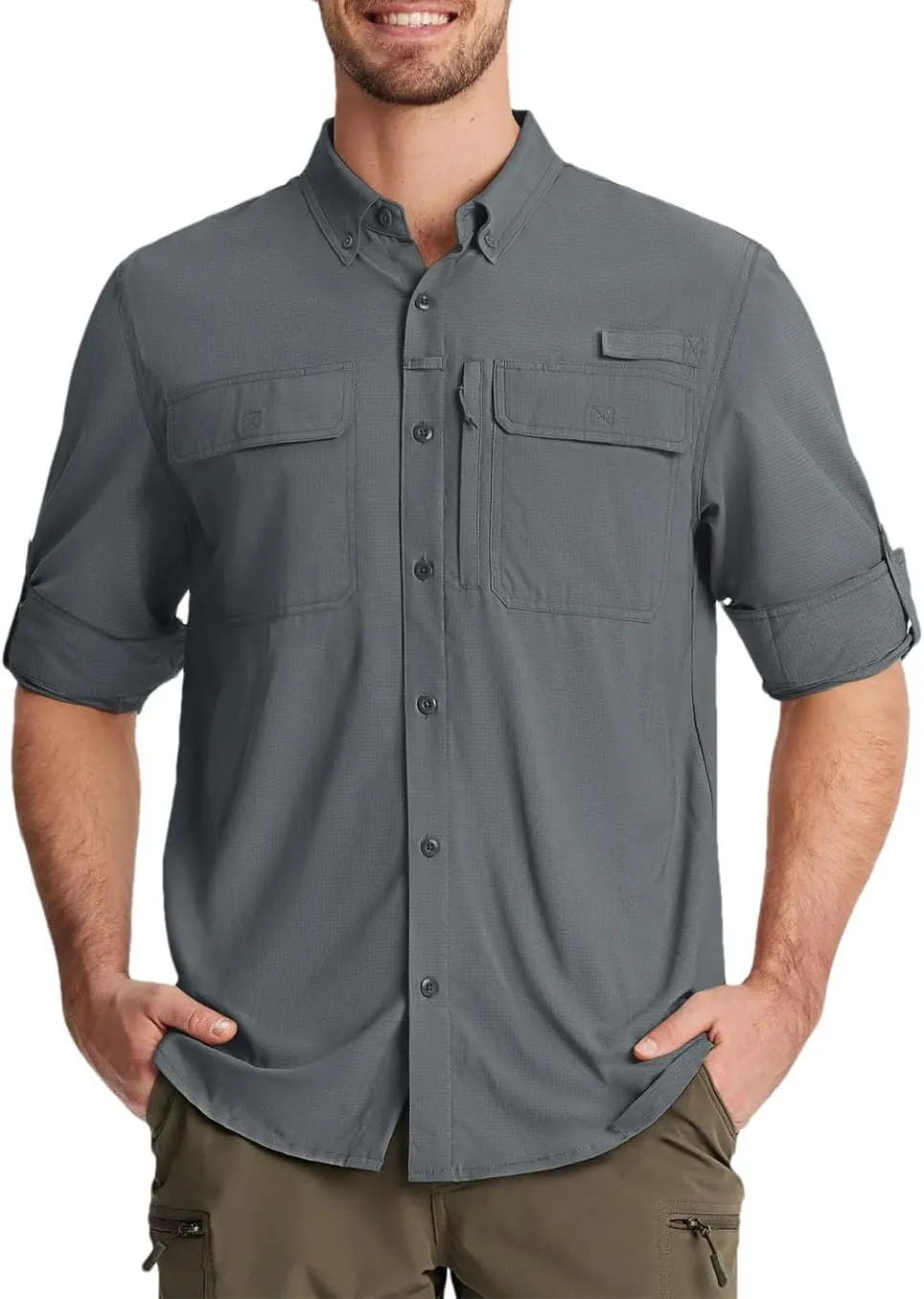 Men's Fishing Shirts Long Sleeve Quick Dry Breathable Shirts Outdoor Work UV Sun Protection Button Down Shirts