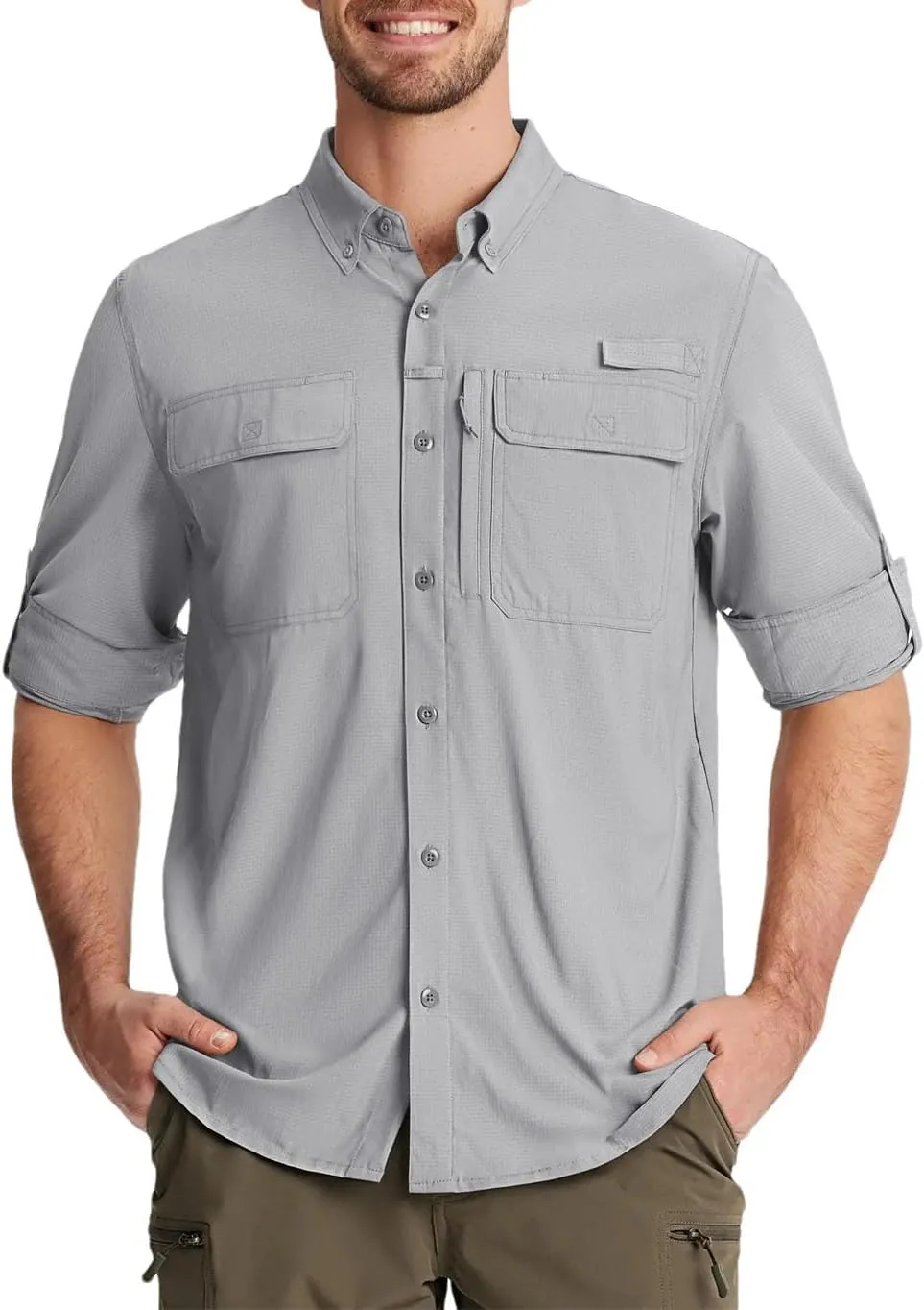 Men's Fishing Shirts Long Sleeve Quick Dry Breathable Shirts Outdoor Work UV Sun Protection Button Down Shirts
