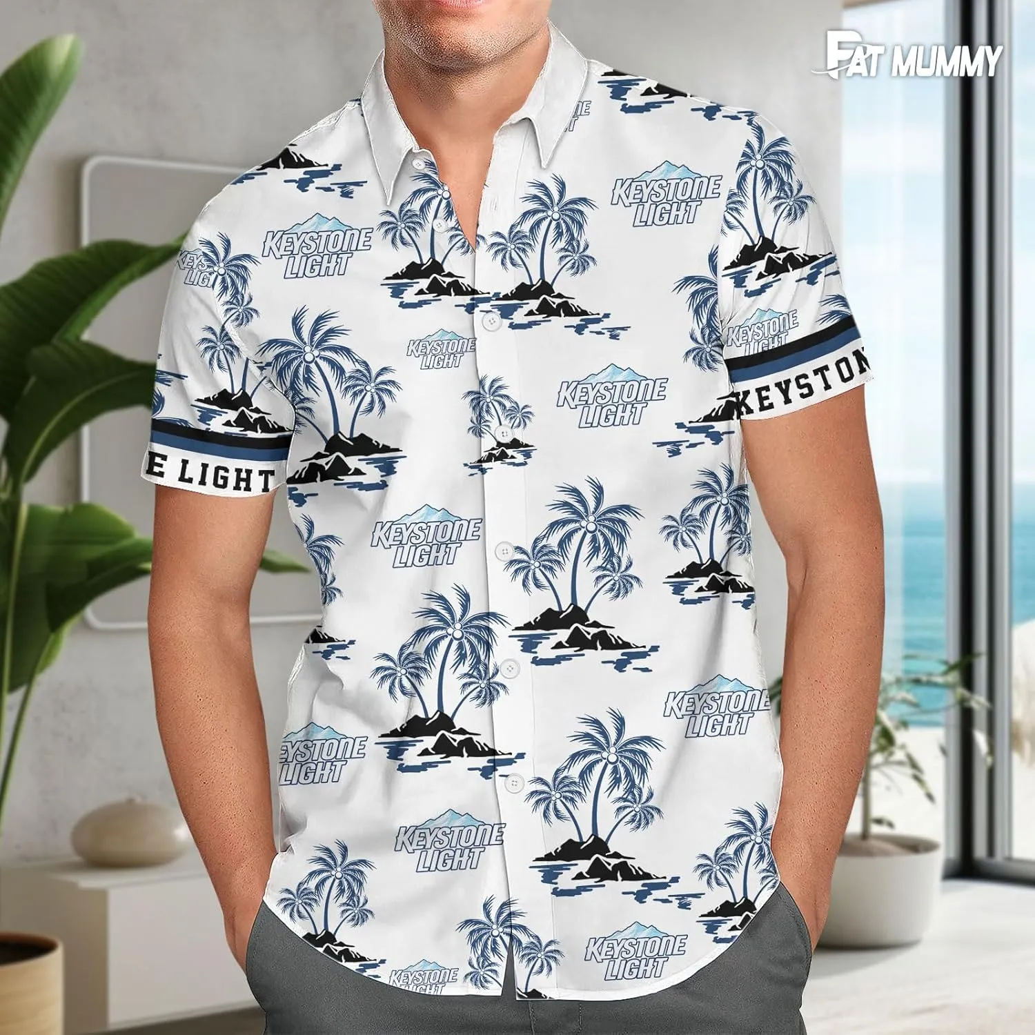 Mens Hawaiian Shirts Short Sleeve, Vacation Tropical Hawaiian Shirts, Funny White Button Dad Shirts