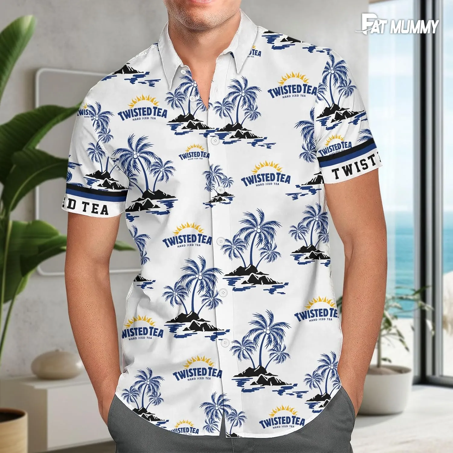 Mens Hawaiian Shirts Short Sleeve, Vacation Tropical Hawaiian Shirts, Funny White Button Dad Shirts