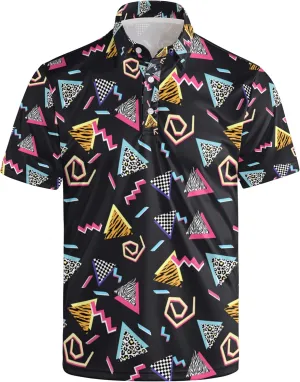 Men's Polo Shirt Funny Golf Shirts Quick Dry Print Performance Short Sleeve Collared Golf Polo Shirts for Men, S-4XL
