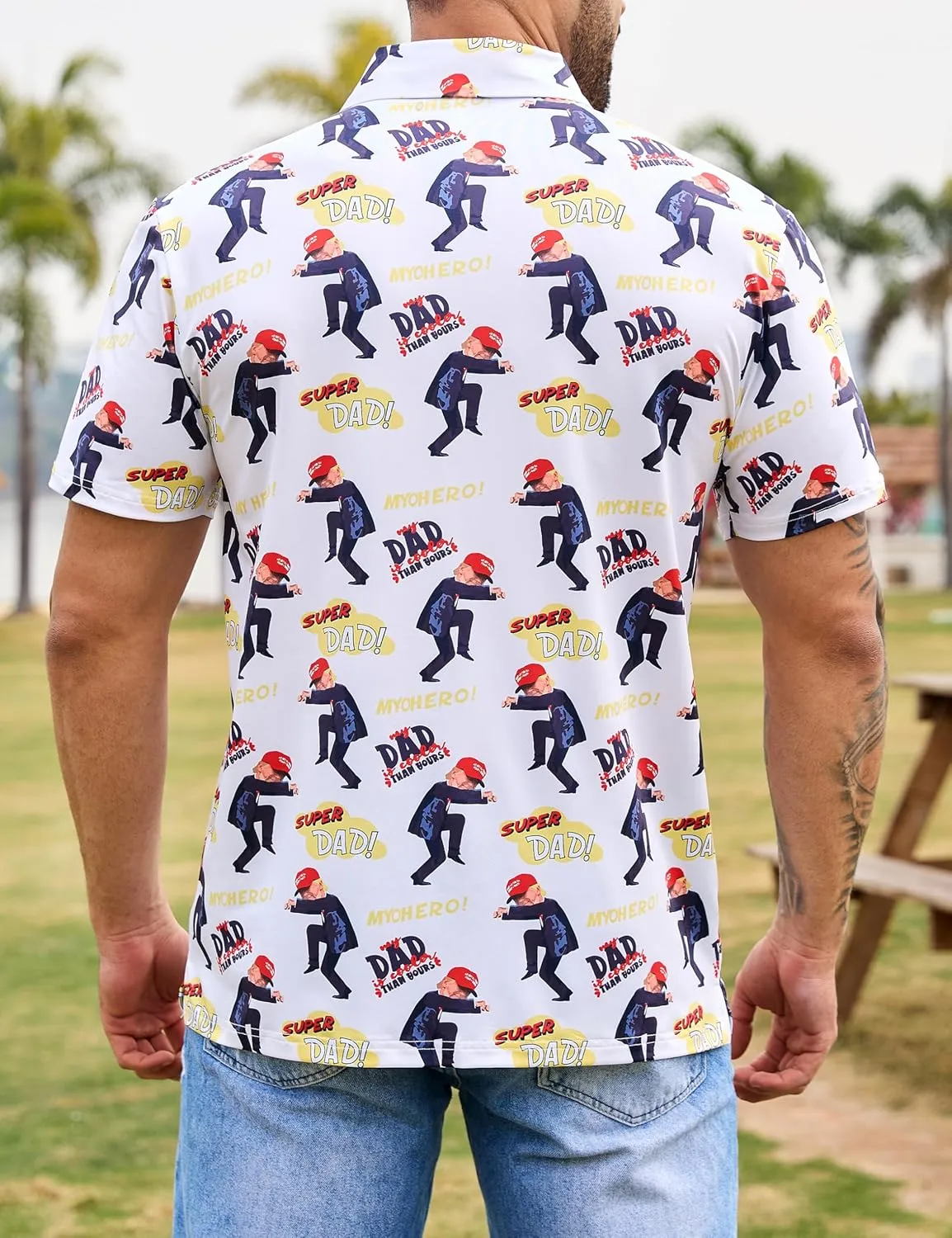 Mens Polo Shirts Short Sleeve Print Golf Shirts Gifts for Men