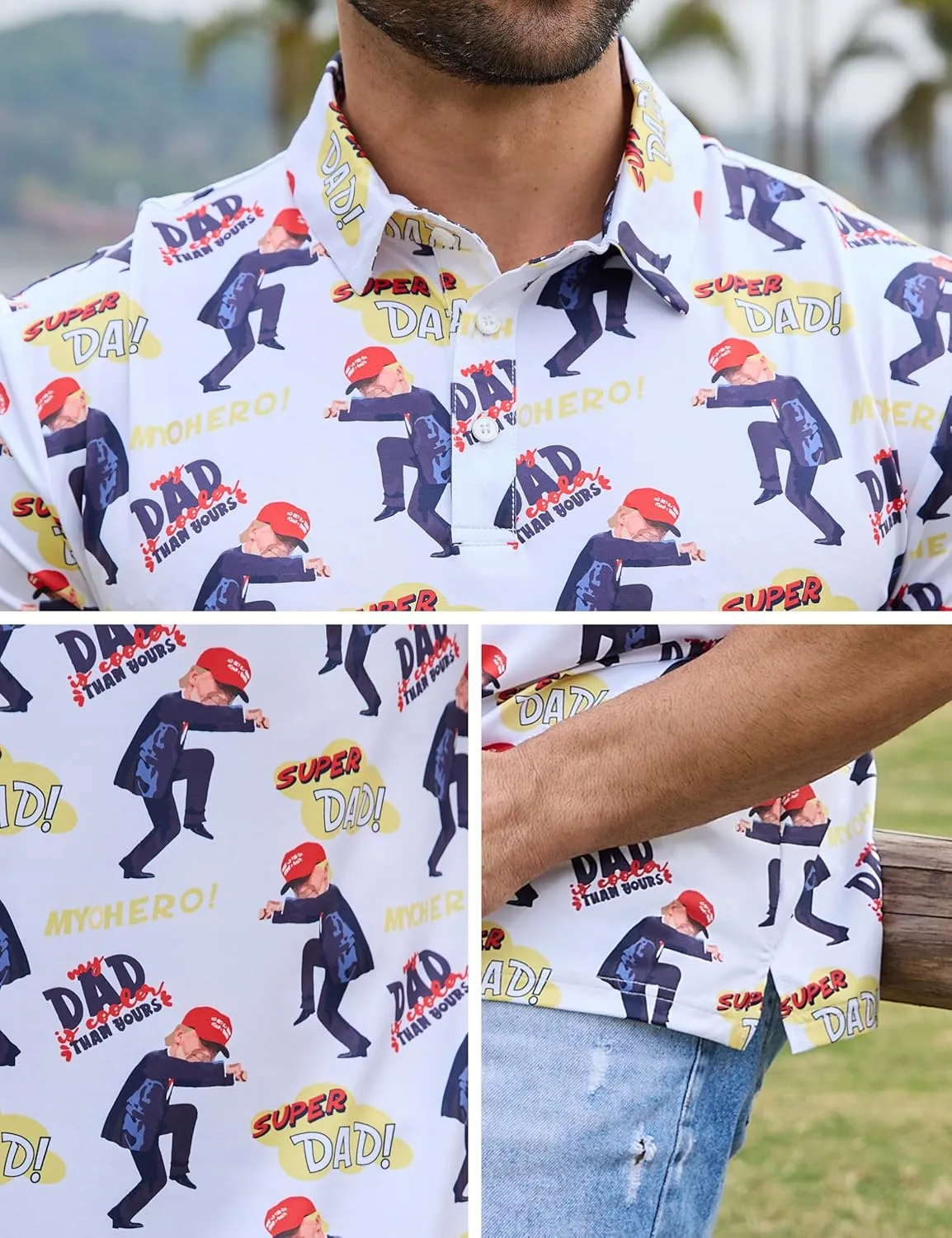 Mens Polo Shirts Short Sleeve Print Golf Shirts Gifts for Men