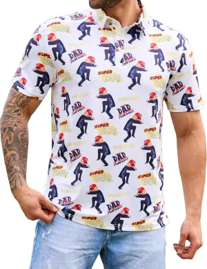 Mens Polo Shirts Short Sleeve Print Golf Shirts Gifts for Men