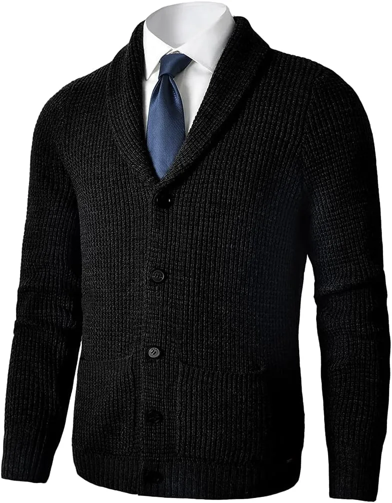 Men's Shawl Collar Cardigan Sweater - Cable Knit, Button-Up, Merino Wool - A Modern Classic That Never Goes Out of Style