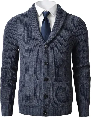 Men's Shawl Collar Cardigan Sweater - Cable Knit, Button-Up, Merino Wool - A Modern Classic That Never Goes Out of Style