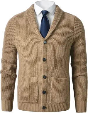 Men's Shawl Collar Cardigan Sweater - Cable Knit, Button-Up, Merino Wool - A Modern Classic That Never Goes Out of Style