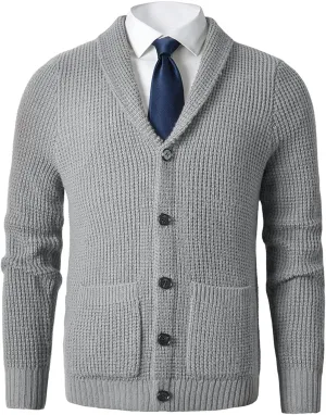 Men's Shawl Collar Cardigan Sweater - Cable Knit, Button-Up, Merino Wool - A Modern Classic That Never Goes Out of Style